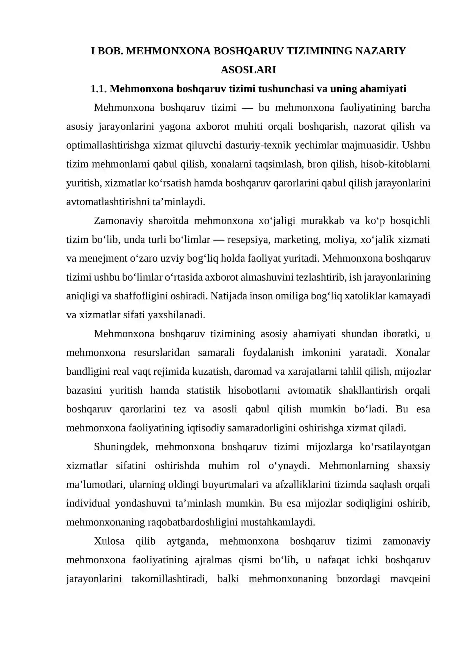 Mehmonxona boshqaruv tizimlarini joriy etishning nazariy yondashuvlari 4