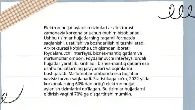 Elektron hujjat aylanish tizimini ishlab chiqish 4