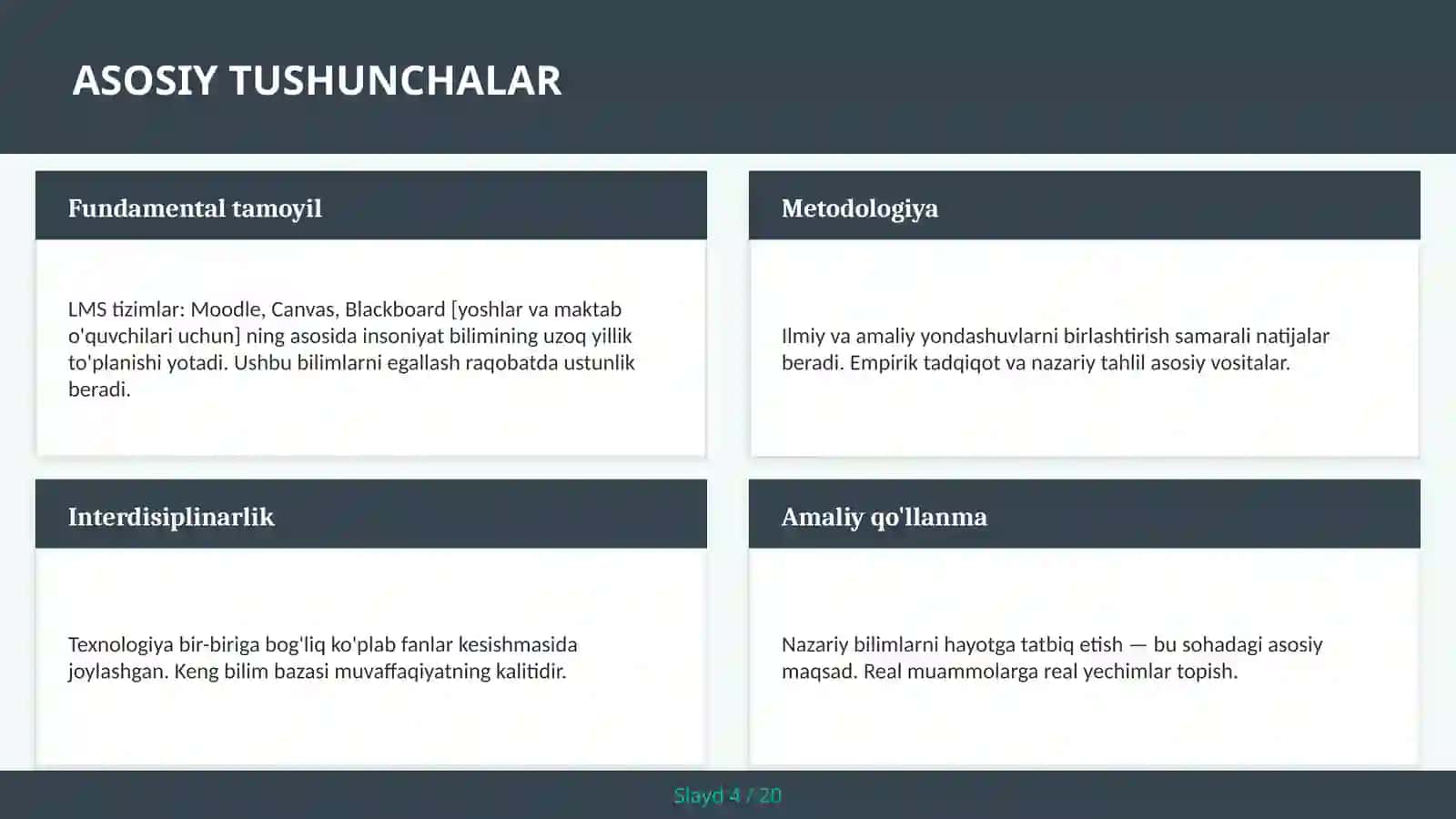 LMS tizimlar: Moodle, Canvas, Blackboard [yoshlar va maktab o'quvchilari uchun] 4