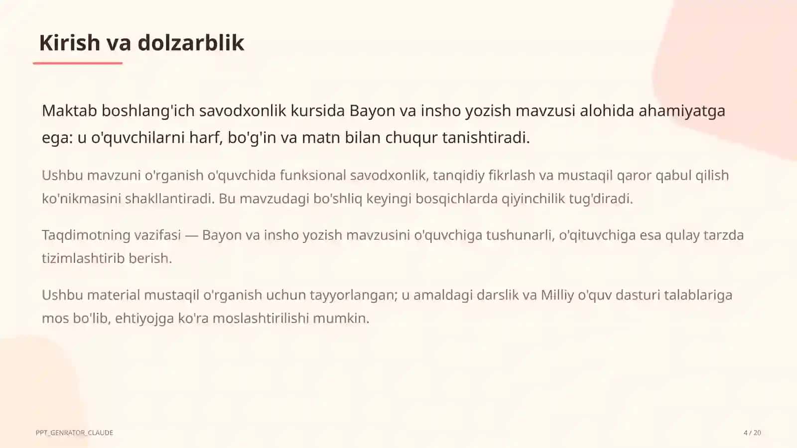 Bayon va insho yozish (4-sinf) 4