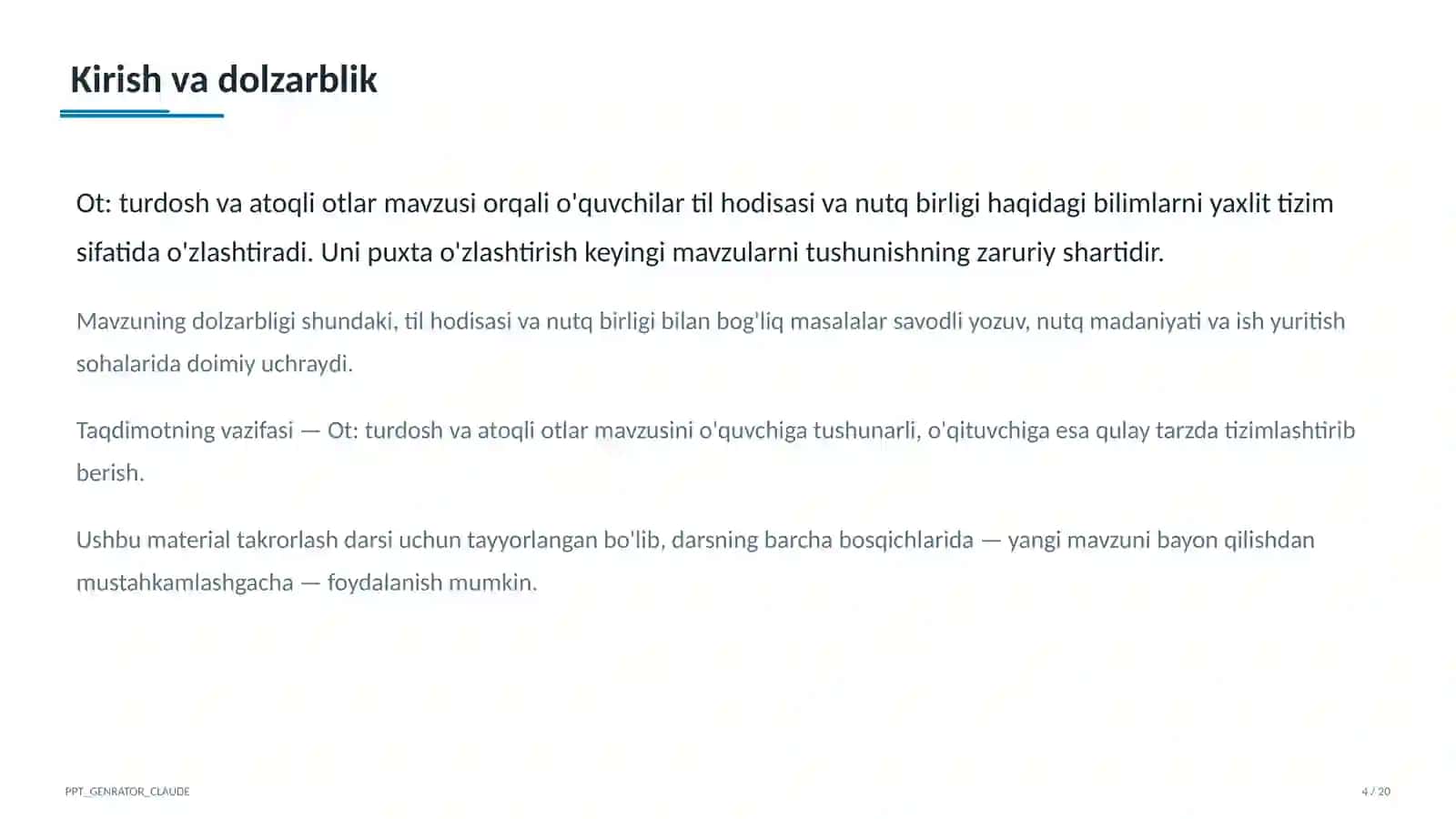 Ot: turdosh va atoqli otlar (6-sinf) 4