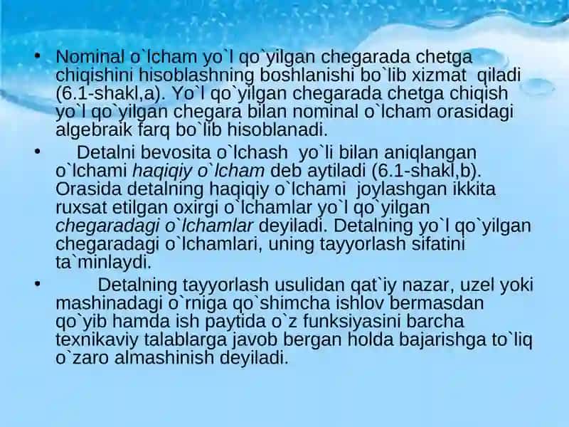 Nominal vahaqiqiy o’lchamlar 4