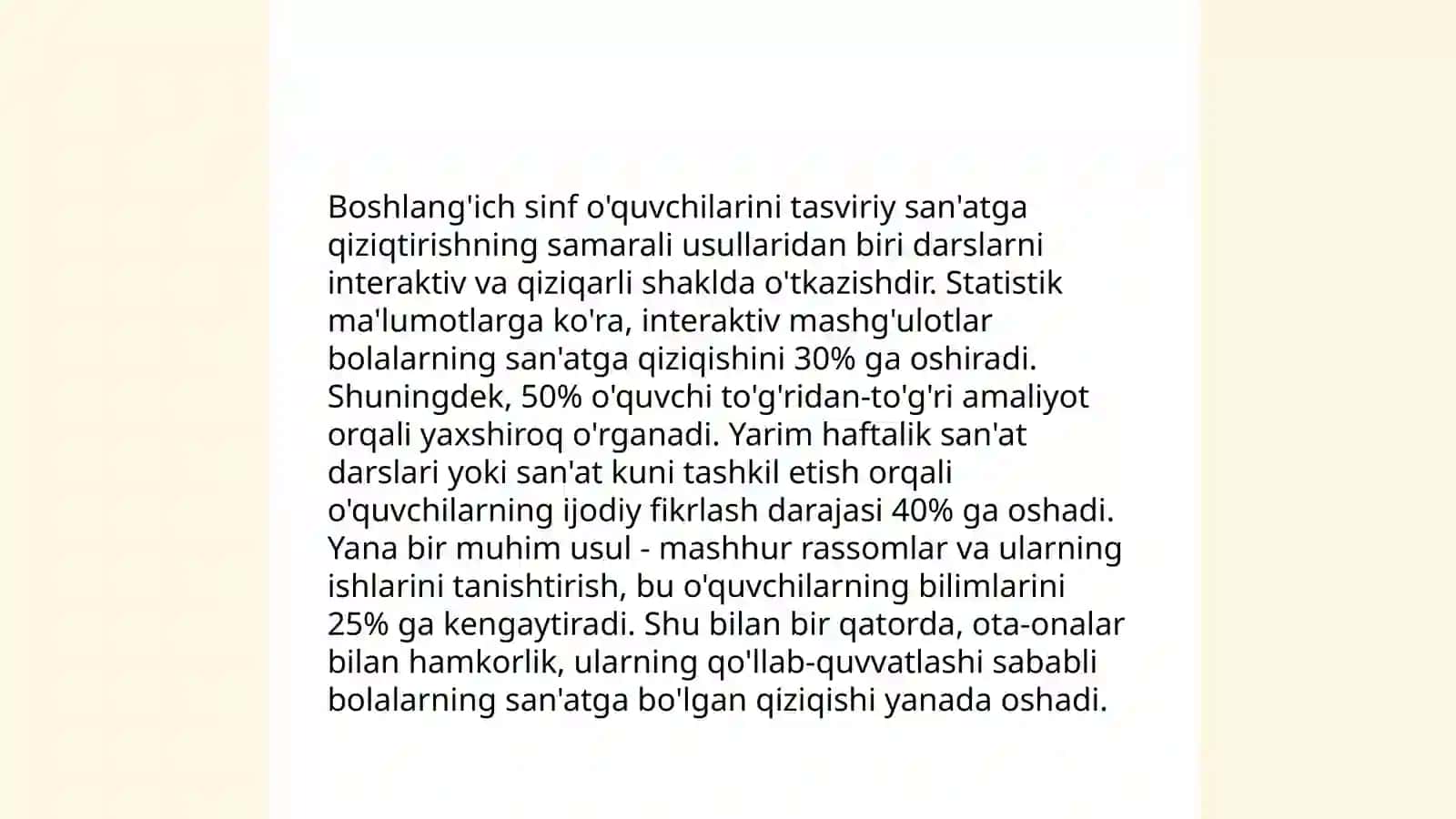 Boshlang'ich sinif tasviriy san'at darslarini ilmiy-pedagogik metod asosida o'rganish 4