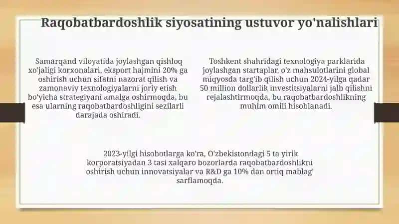 Raqobat Siyosatining Ustuvor Yo'nalishlari 4