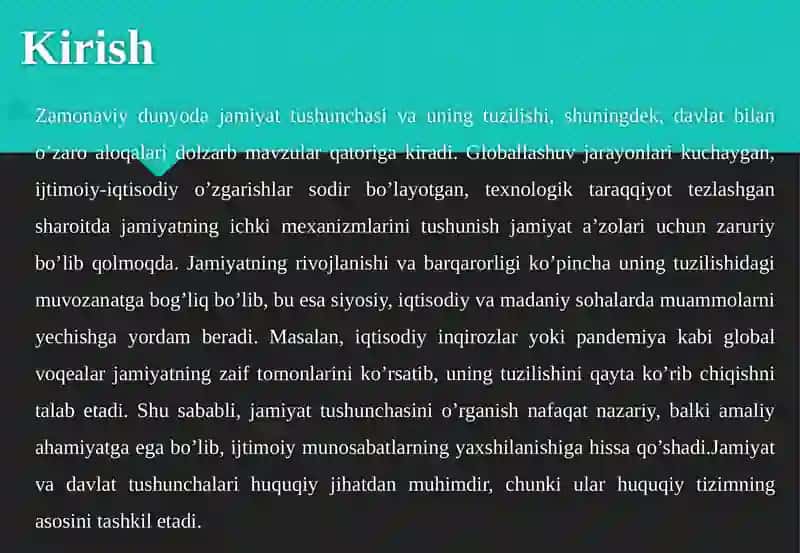 JAMIYAT TUSHUNCHASI, UNING TUZILISHI VA DAVLAT BILAN ALOQASI 4
