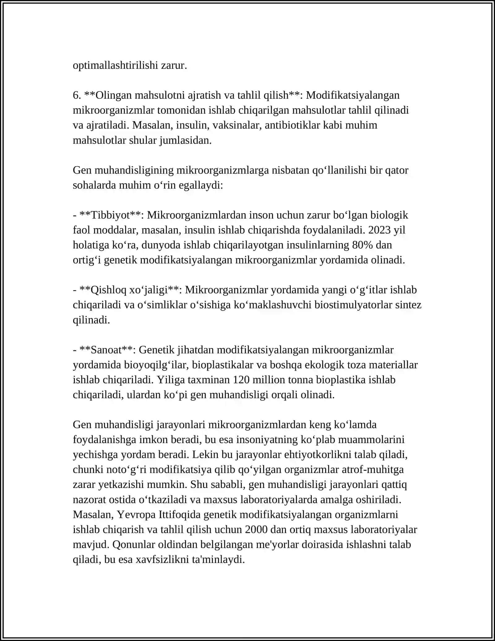 MIKROORGANIZMLARNI GEN MUHANDISLIGIDA QÕLLANILISHI VA USHBU YÕNALISHDA ERISHILGAN YUTUQLARNI TAXLIL QILISH 4