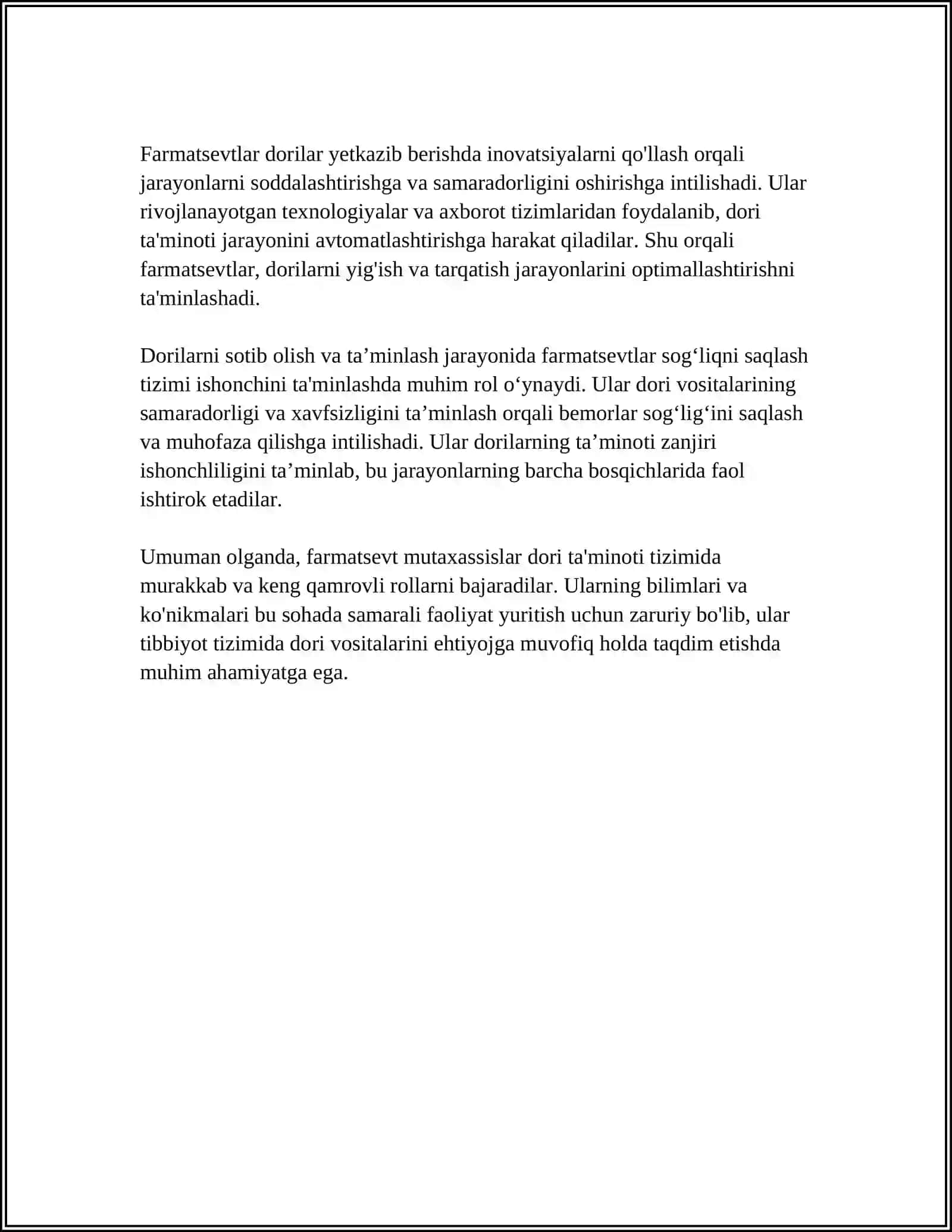 Farmatsevt - Mutaxassisning Dori Ta’minoti Tizimidagi Roli 4