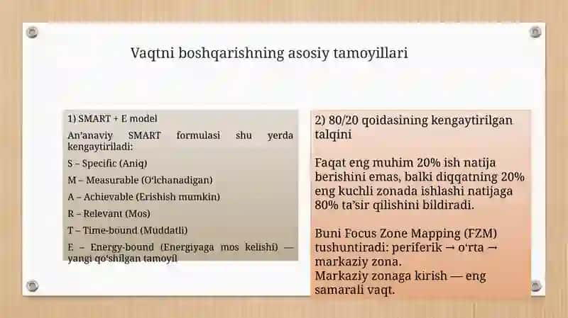 Vaqtni boshqarish (time management) ko ‘nikmasi va rivojlantirish yo ‘llari 4