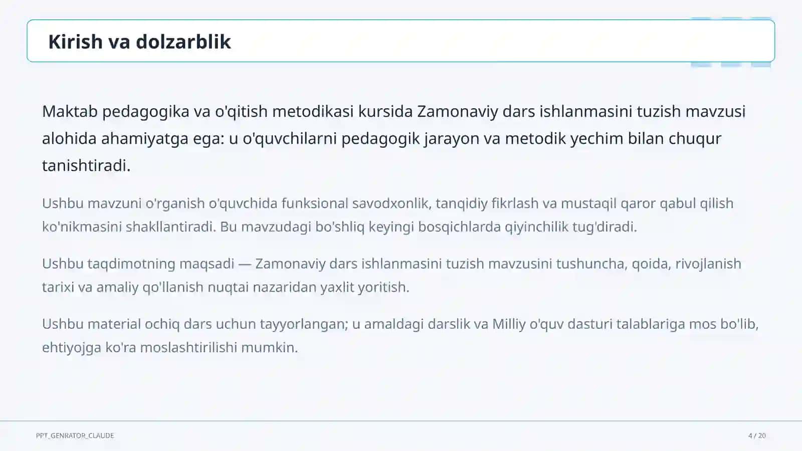 Zamonaviy dars ishlanmasini tuzish 4