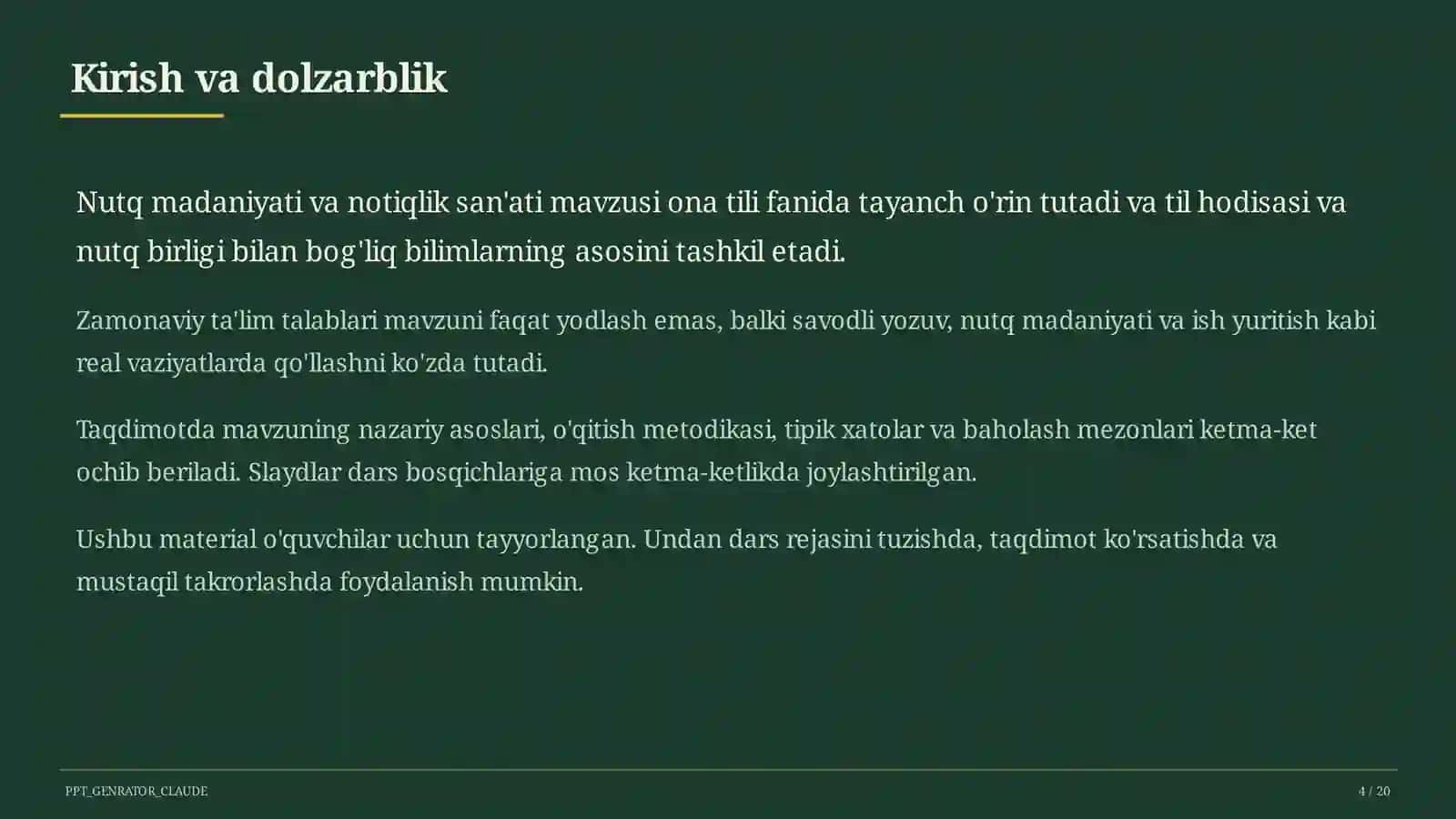 Nutq madaniyati va notiqlik san'ati (10-sinf) 4