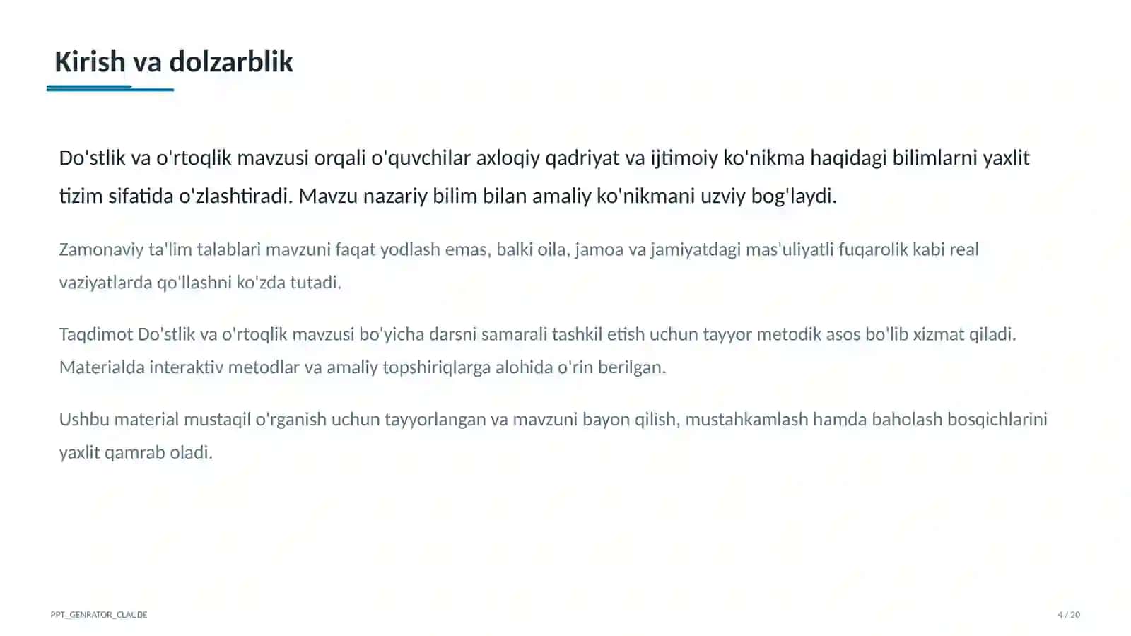 Do'stlik va o'rtoqlik (2-sinf) 4