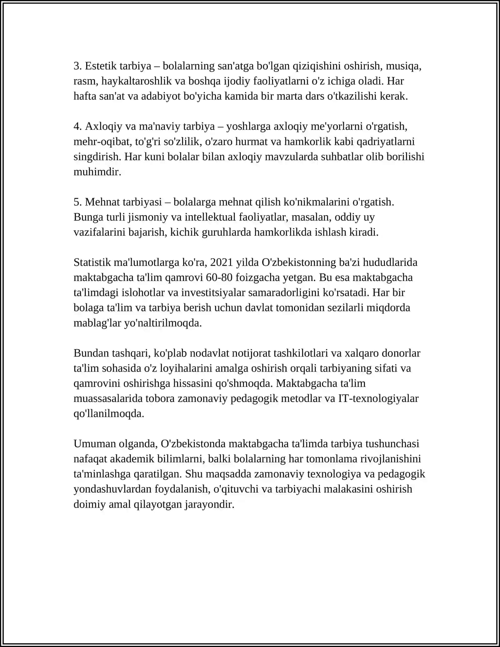 MAKTABGACHA TALIM TASHKILOTLARIDA TARBIYA TURLARI VA ULARNING SHAXS KAMOLOTIGA TASIRI 4