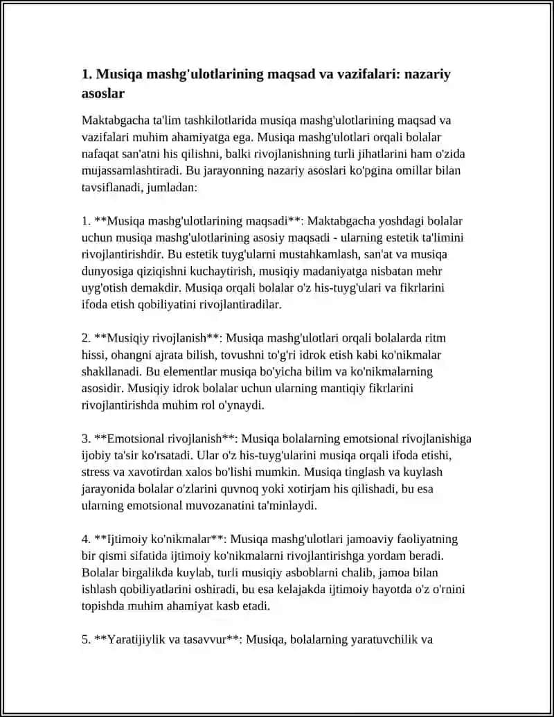 MAKTABGACHA TA'LIM TASHKILOTLARIDA MUSIQA MASHG'LOTLARNING MAQSAD VA VAZIFALARI 4