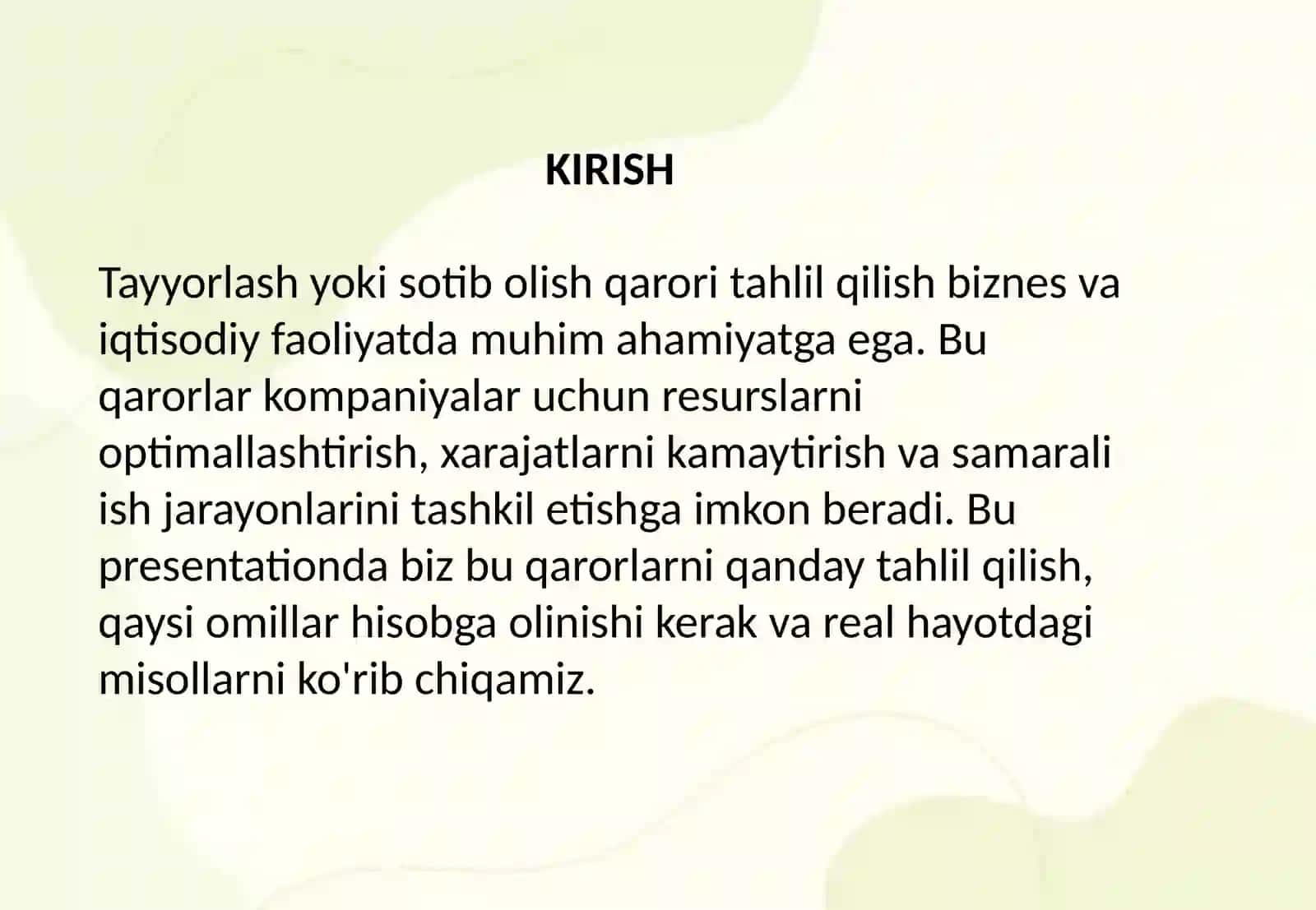 Tayyorlash yoki sotib olish qarori tahlil qilish 4