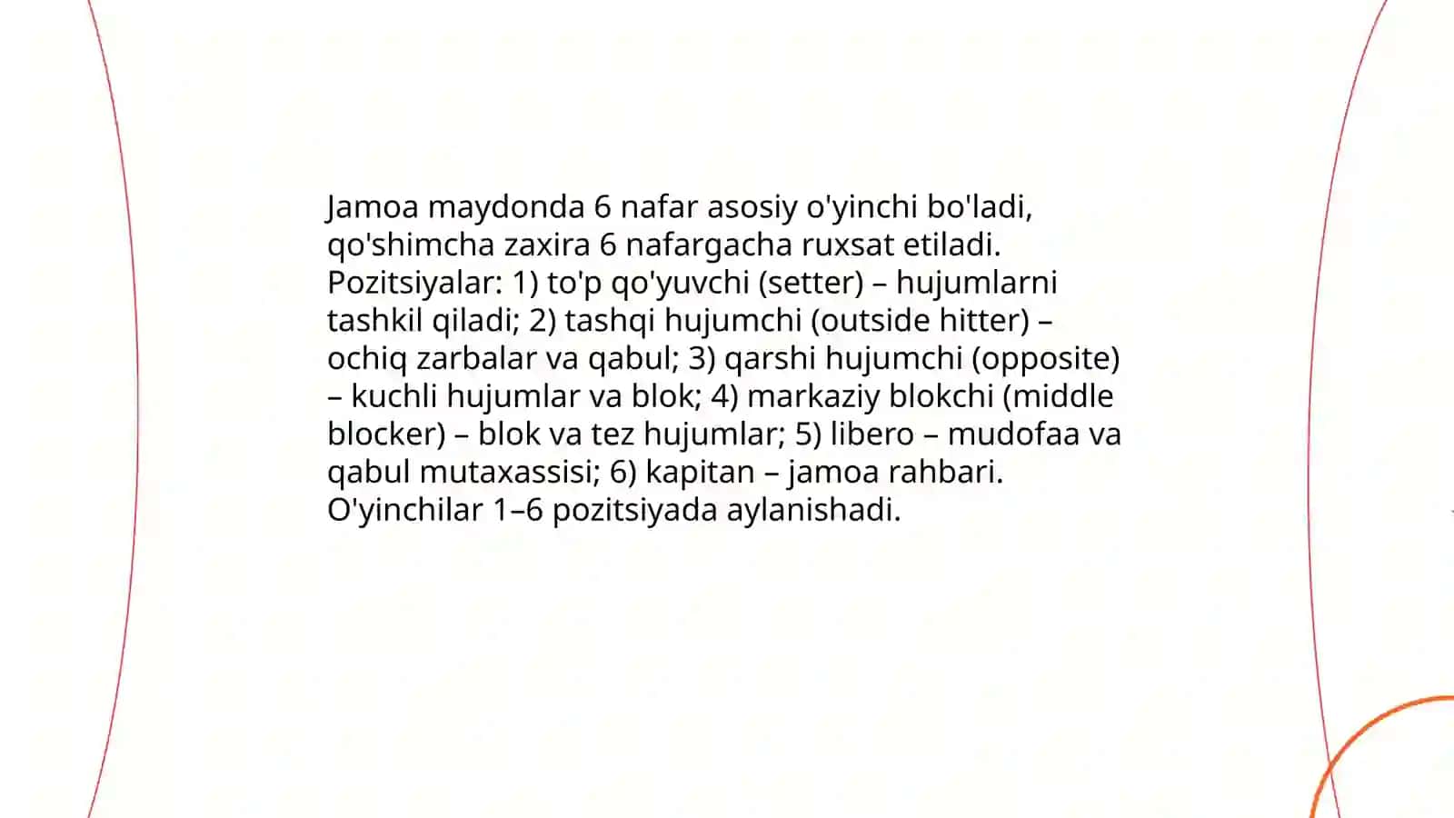 Voleybol oʻyin qoidalarini oʻrgatish 4