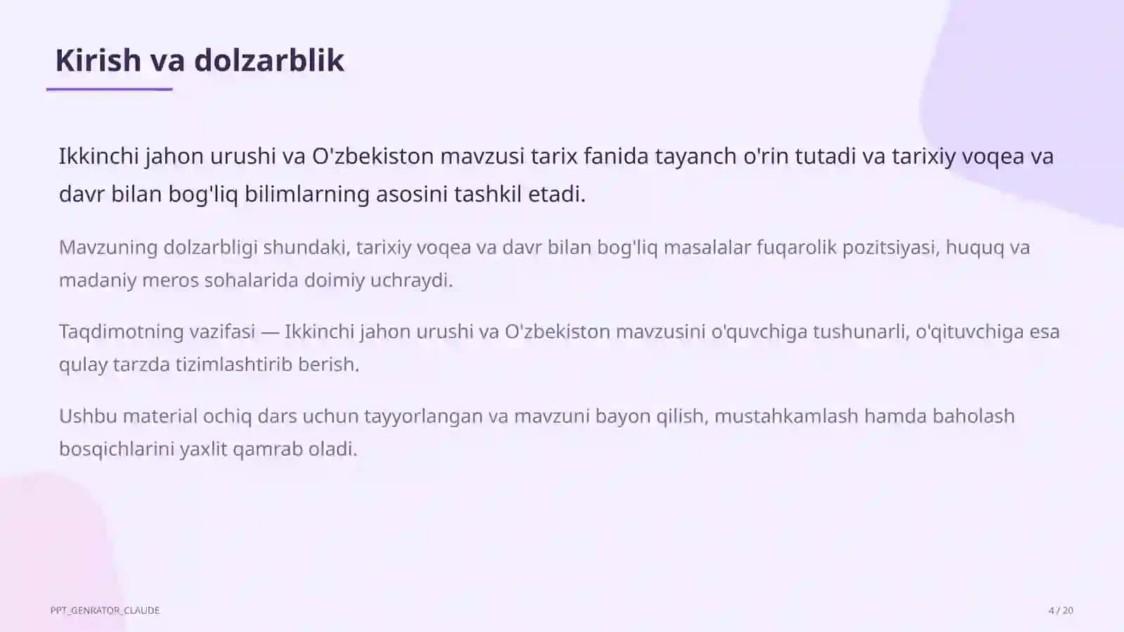 Ikkinchi jahon urushi va O'zbekiston (10-sinf) 4