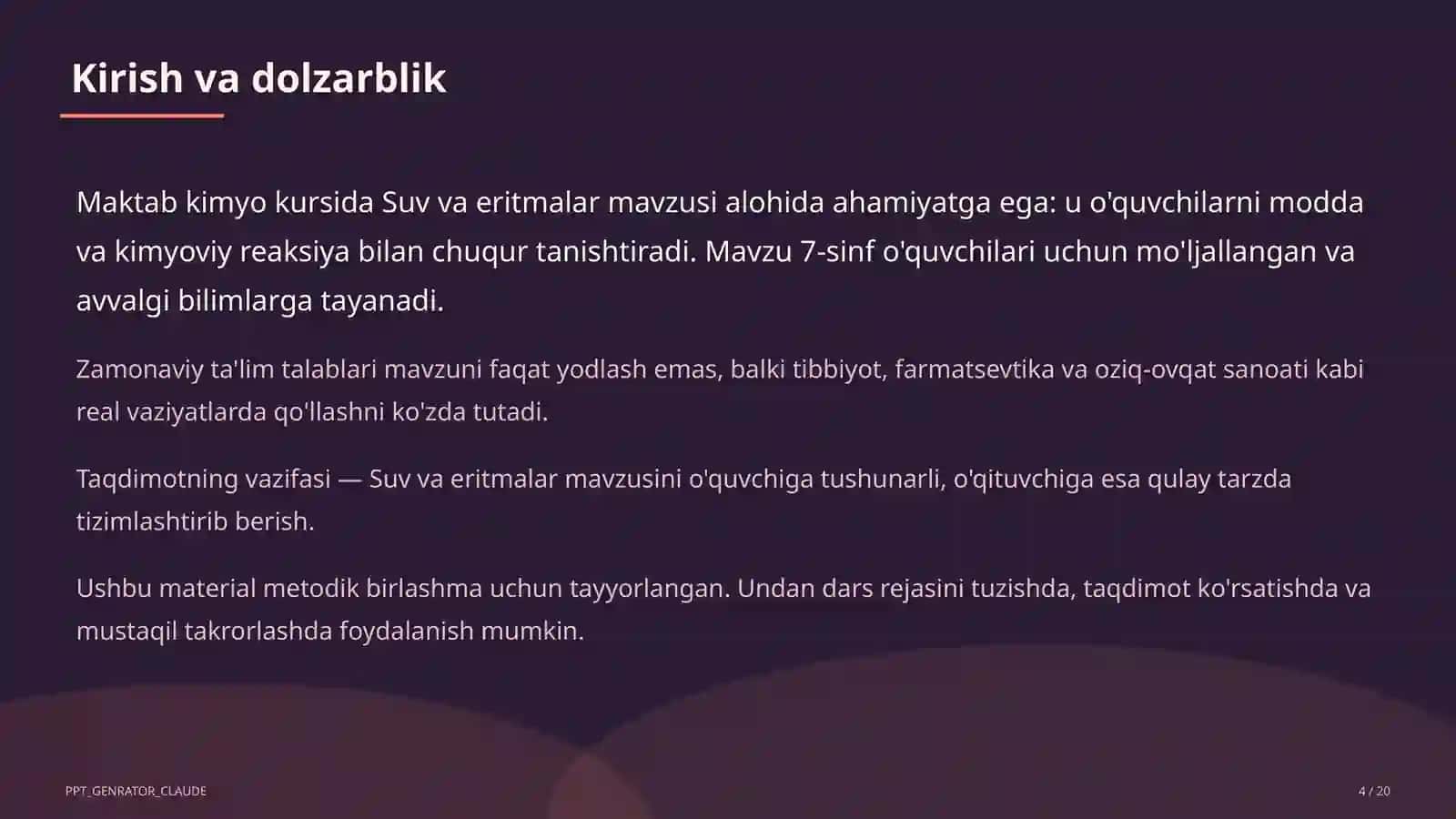 Kimyo (7–11) — metodik birlashma uchun 4