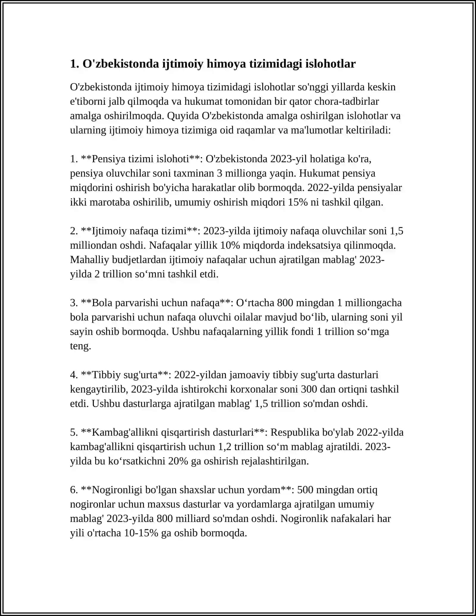 O'ZBEKISTONDA IJTIMOIY SOHADA AMALGA OSHIRILAYOTGAN O'ZGARISHLAR VA MAZMUN VA MOHIYATLAR 4