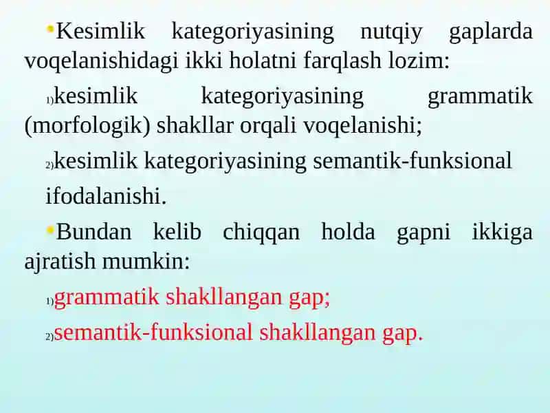 Lisoniy sathda gap boʻlaklari 4