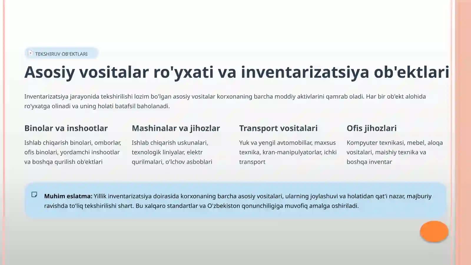 Asosiy vositalarni inventarizatsiya qilish va hisobda aks ettirish tartibi 4