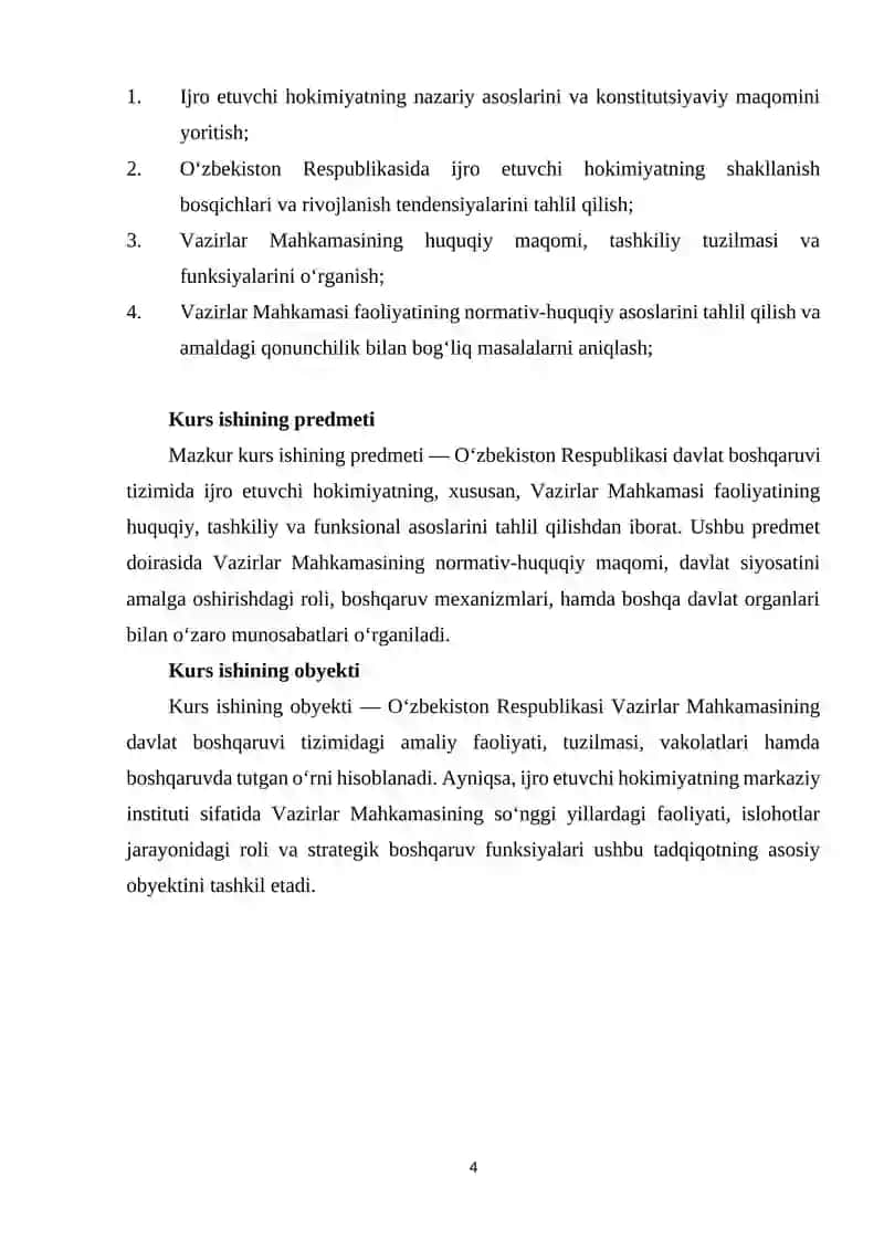 Vazirlar mahkamasining ijro etuvchi hokimyat tizimidagi roli 4