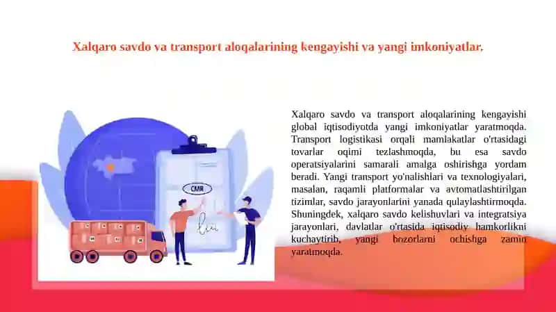 Jahon xoʻjaligining globallashuvi transportda logistik xizmatlarning oyoqqa turish omili sifatida 4