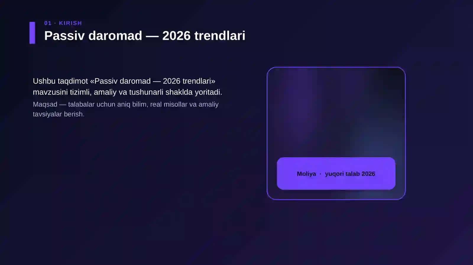 Passiv daromad — 2026 trendlari 4