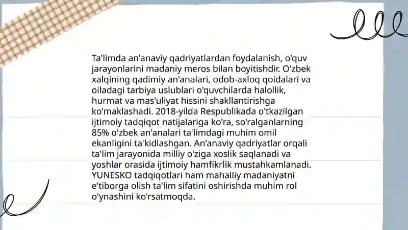 Milliy qadriyatlarning ta'lim-tarbiya jarayonida tutgan o‘rni 4