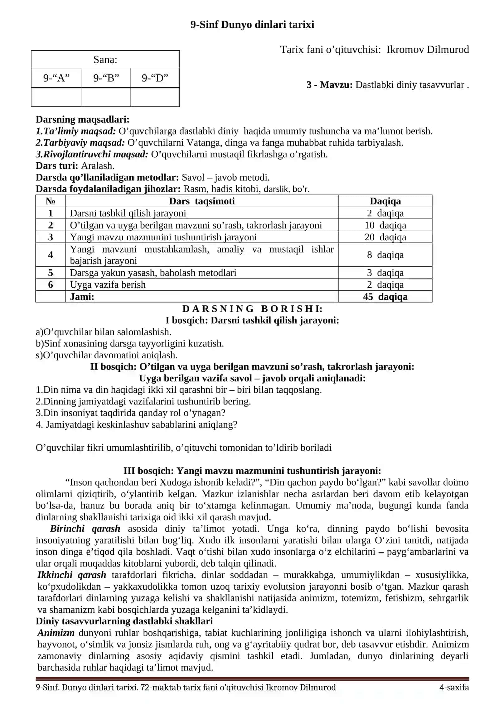 9-Sinf Dunyo dinlari tarixi 4