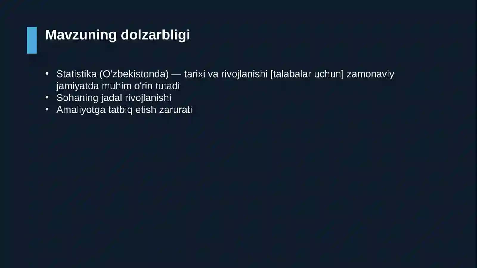 Statistika (O'zbekistonda) — tarixi va rivojlanishi [talabalar uchun] 4