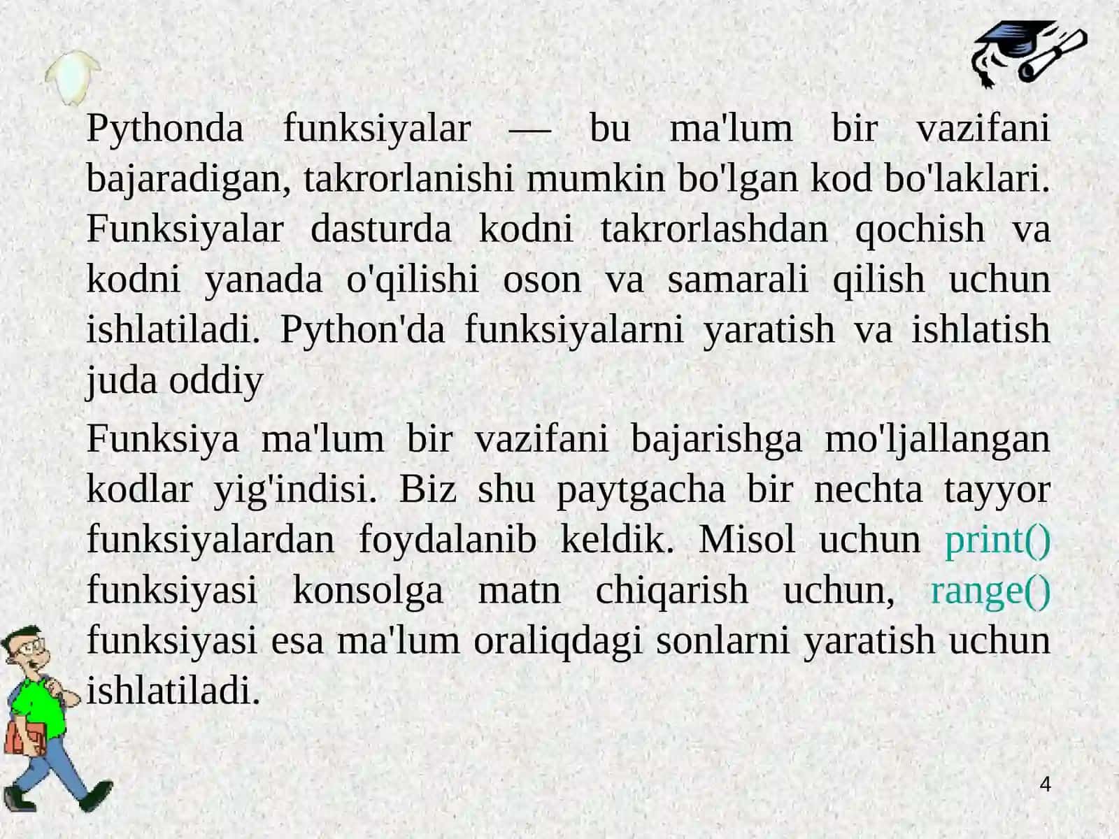 Pythondasturlashtilida funksiya va modullar 4