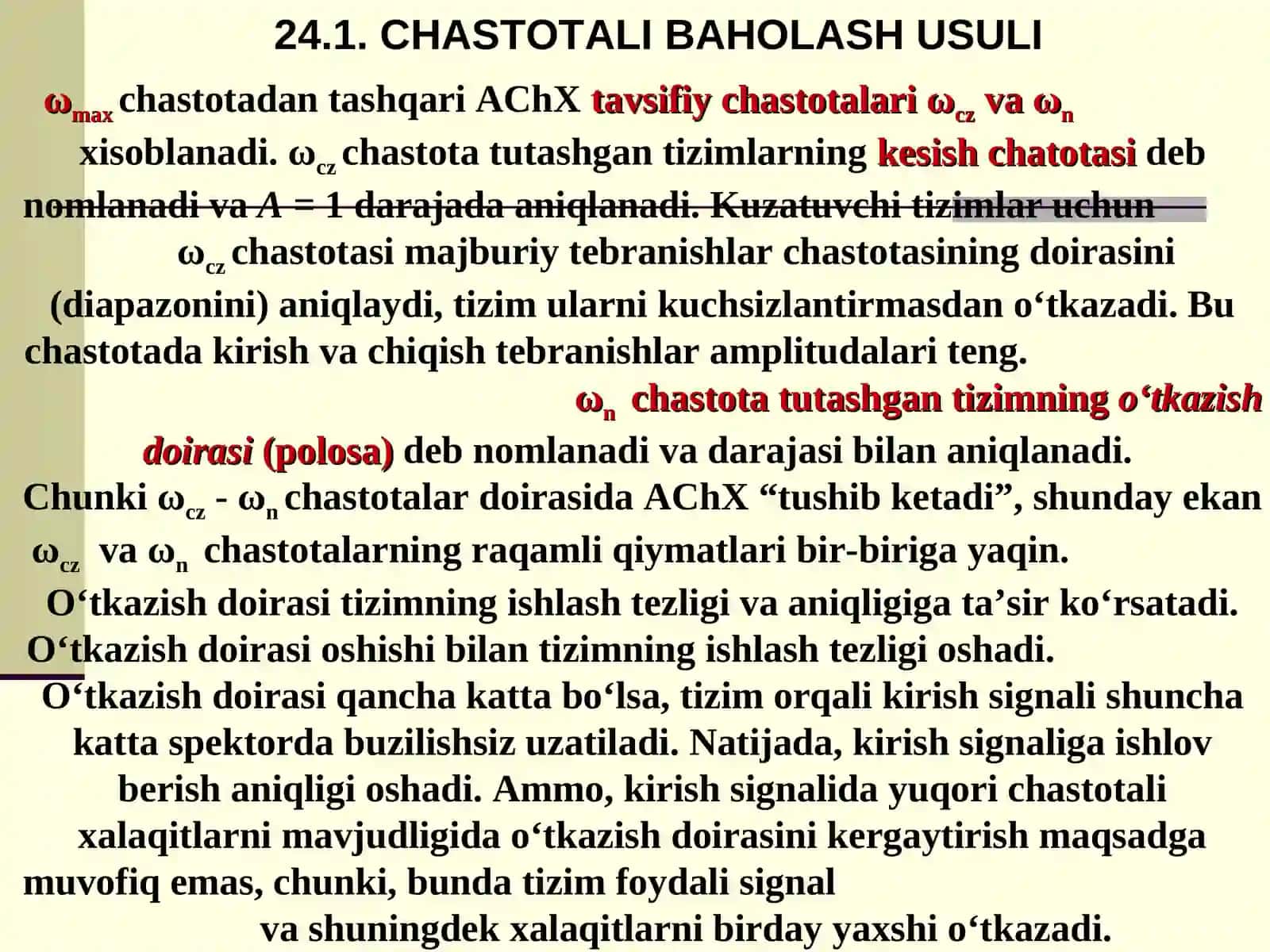O‘TISH JARAYONINING SIFATINI BAHOLASH USULLARI 4