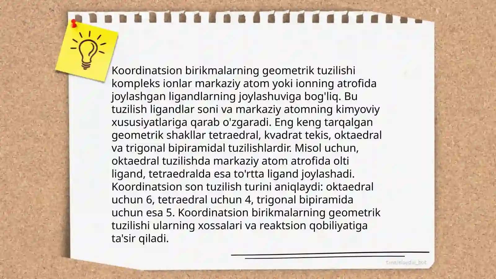 Koordinatsion birikmalardagi kimyoviy bog'lanish tabiatini tushuntirish 4