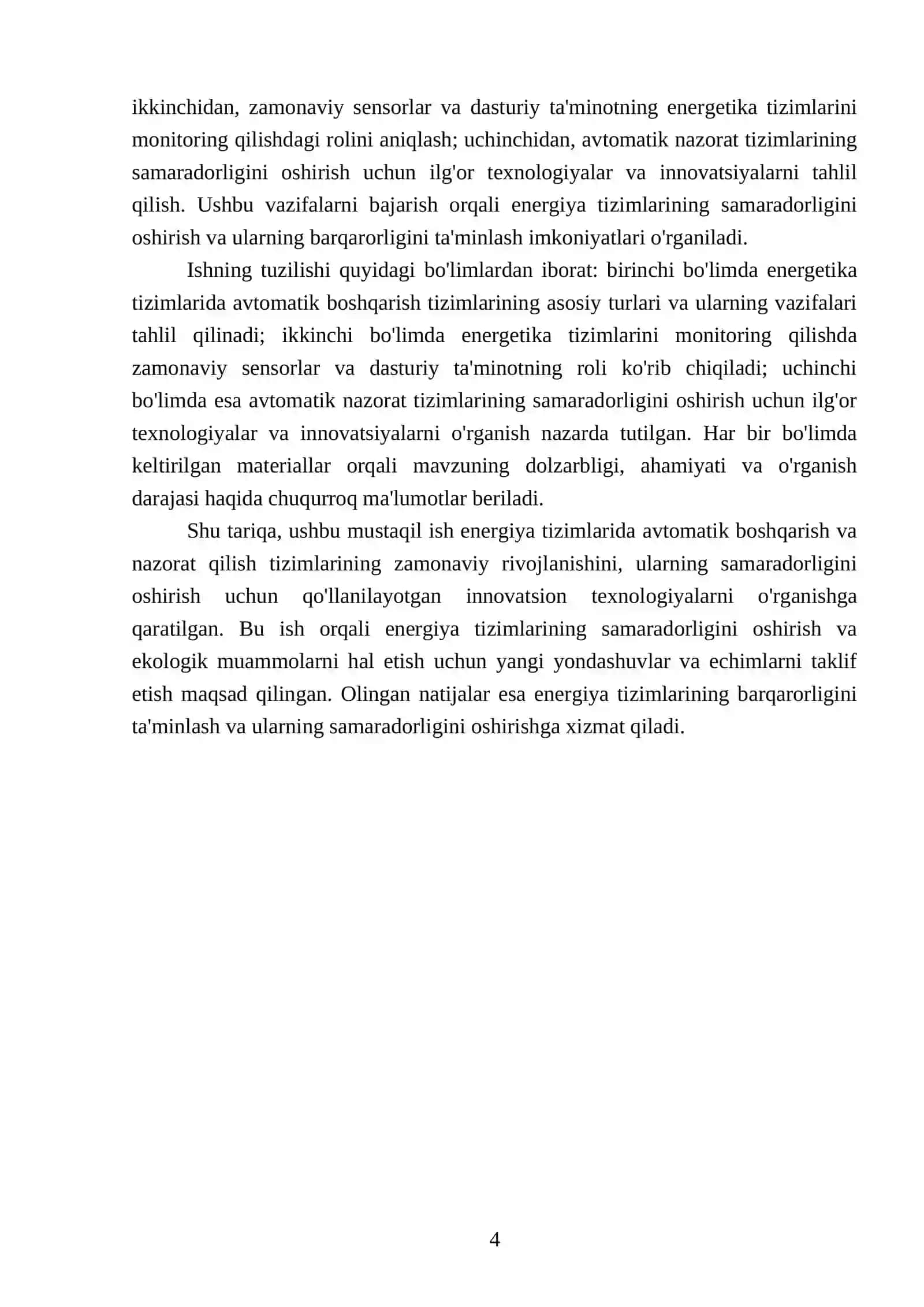 Energetika tizimini holatlarini boshqarish va nazorat qilish avtomatika turlari 4
