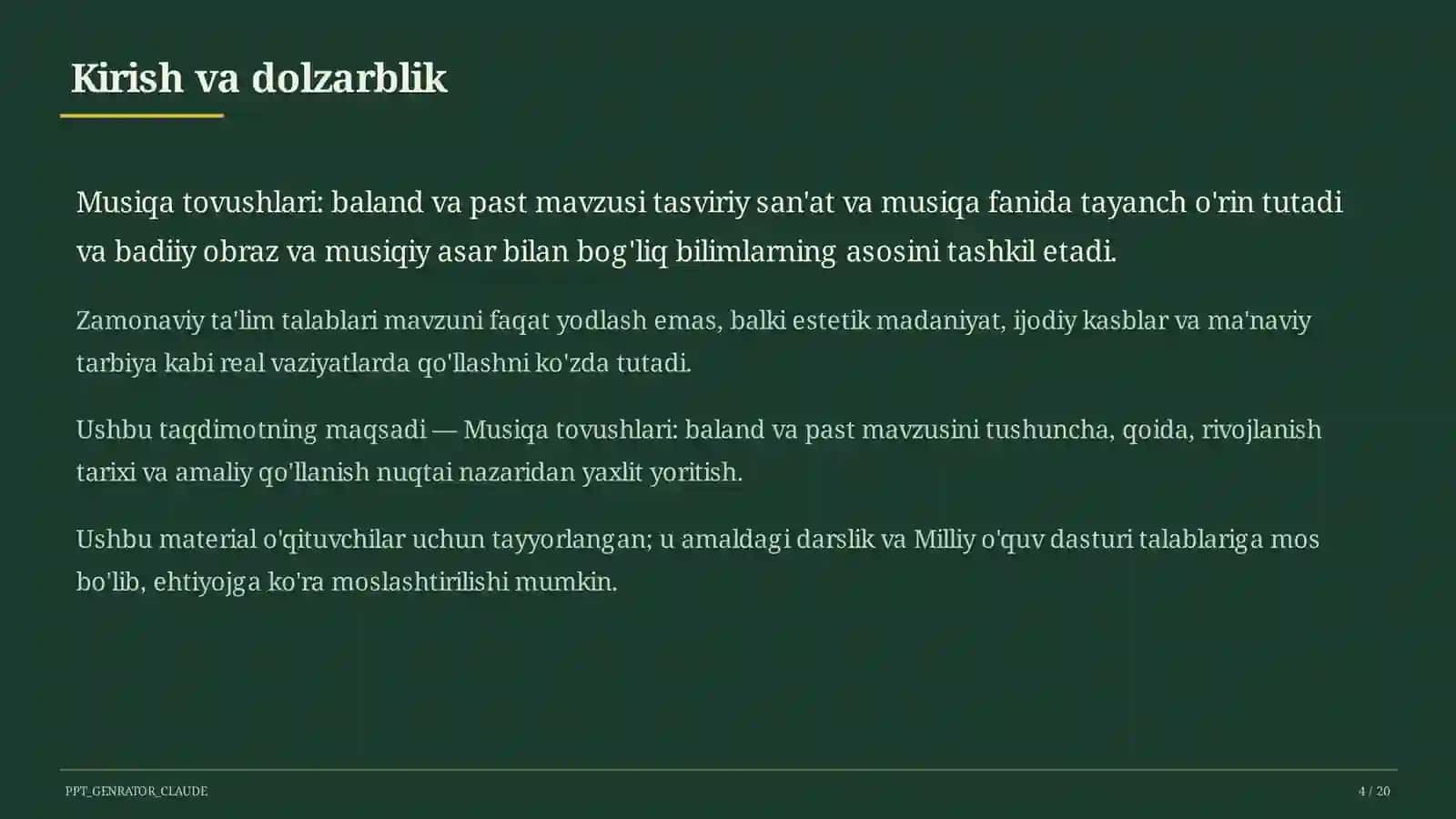 Musiqa tovushlari: baland va past (1-sinf) 4