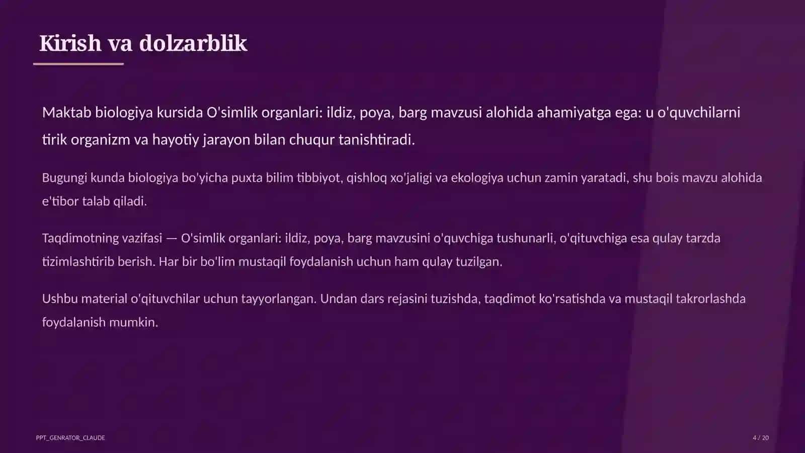 O'simlik organlari: ildiz, poya, barg (5-sinf) 4