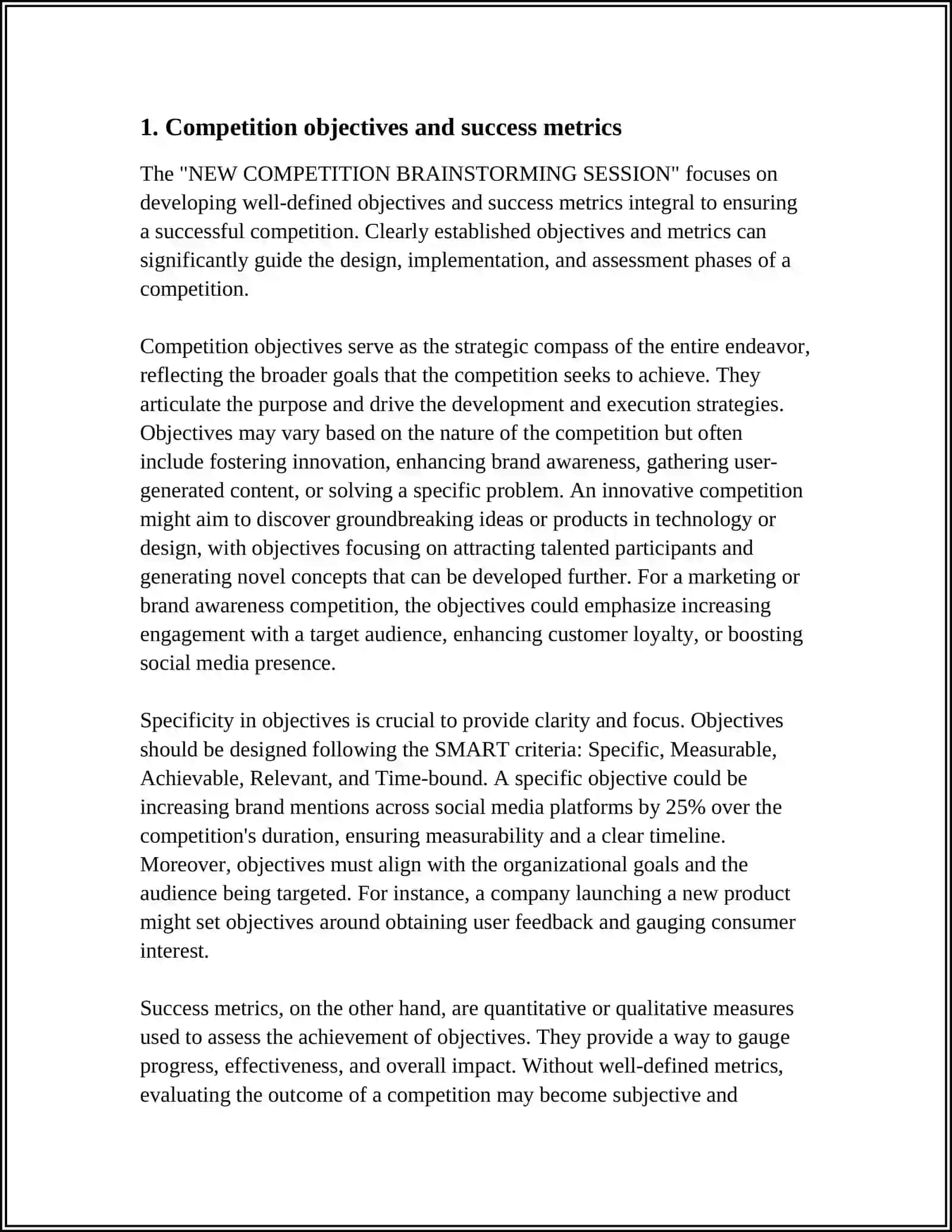 NEW COMPETITION BRAINSTORMING SESSION 4