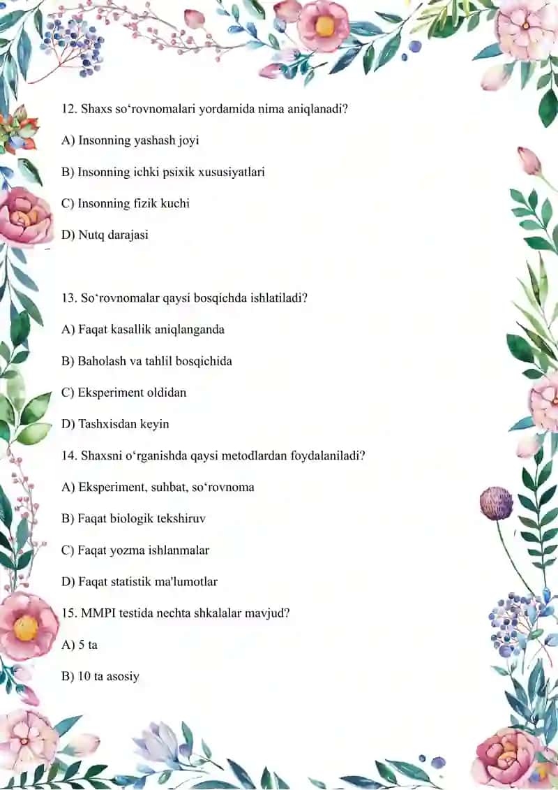 PSIXOLOGIYADAN TEST 4