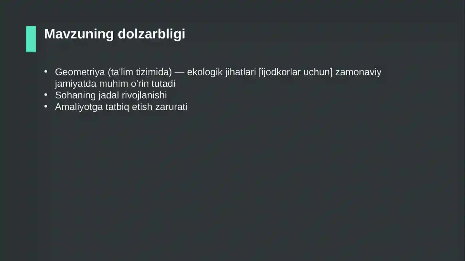 Geometriya (ta'lim tizimida) — ekologik jihatlari [ijodkorlar uchun] 4