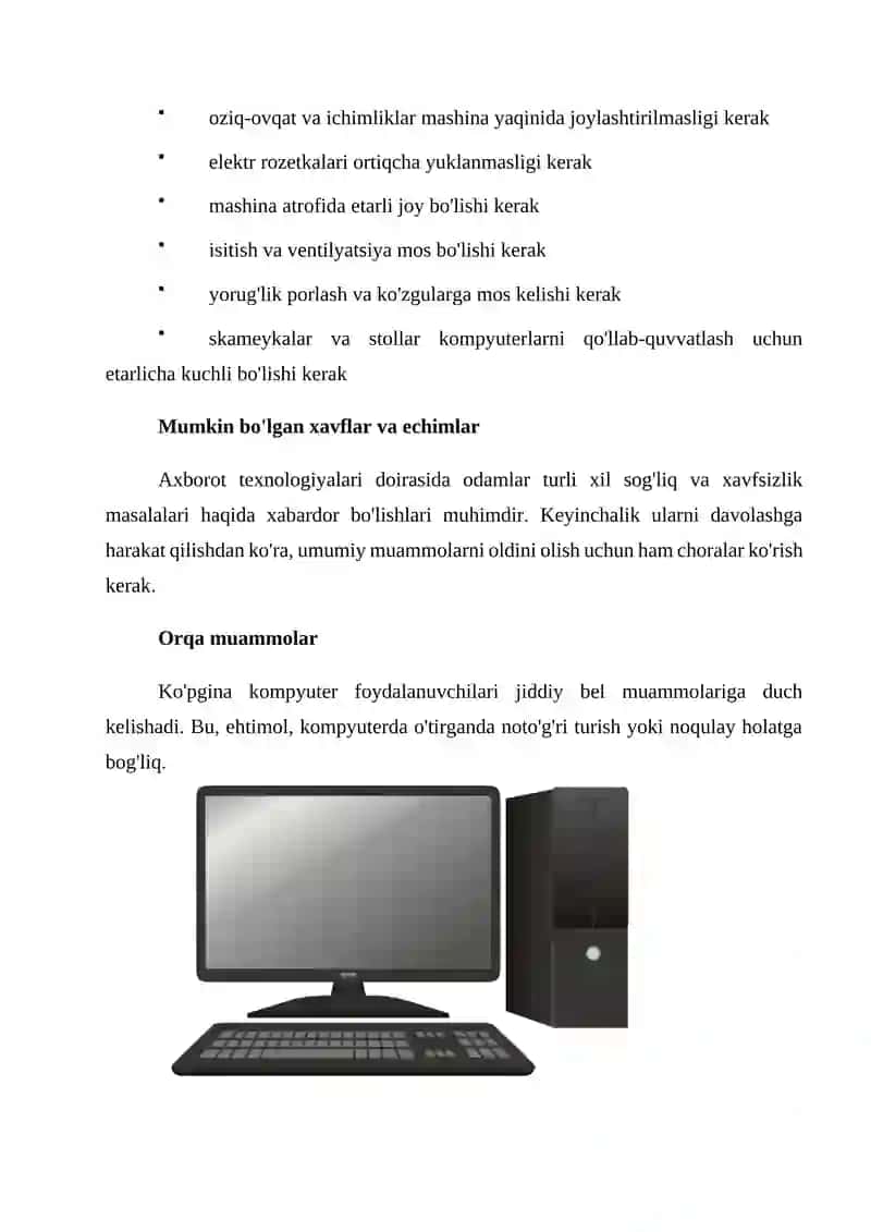 Kompyuter xonasida xavfsizlik texnikasi qoidalari 4