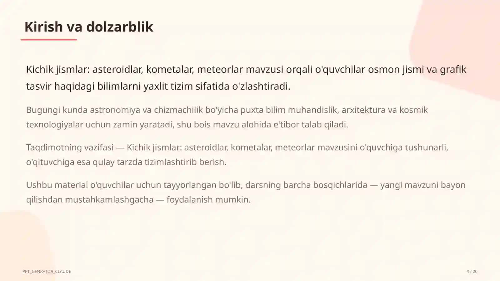 Kichik jismlar: asteroidlar, kometalar, meteorlar (11-sinf) 4