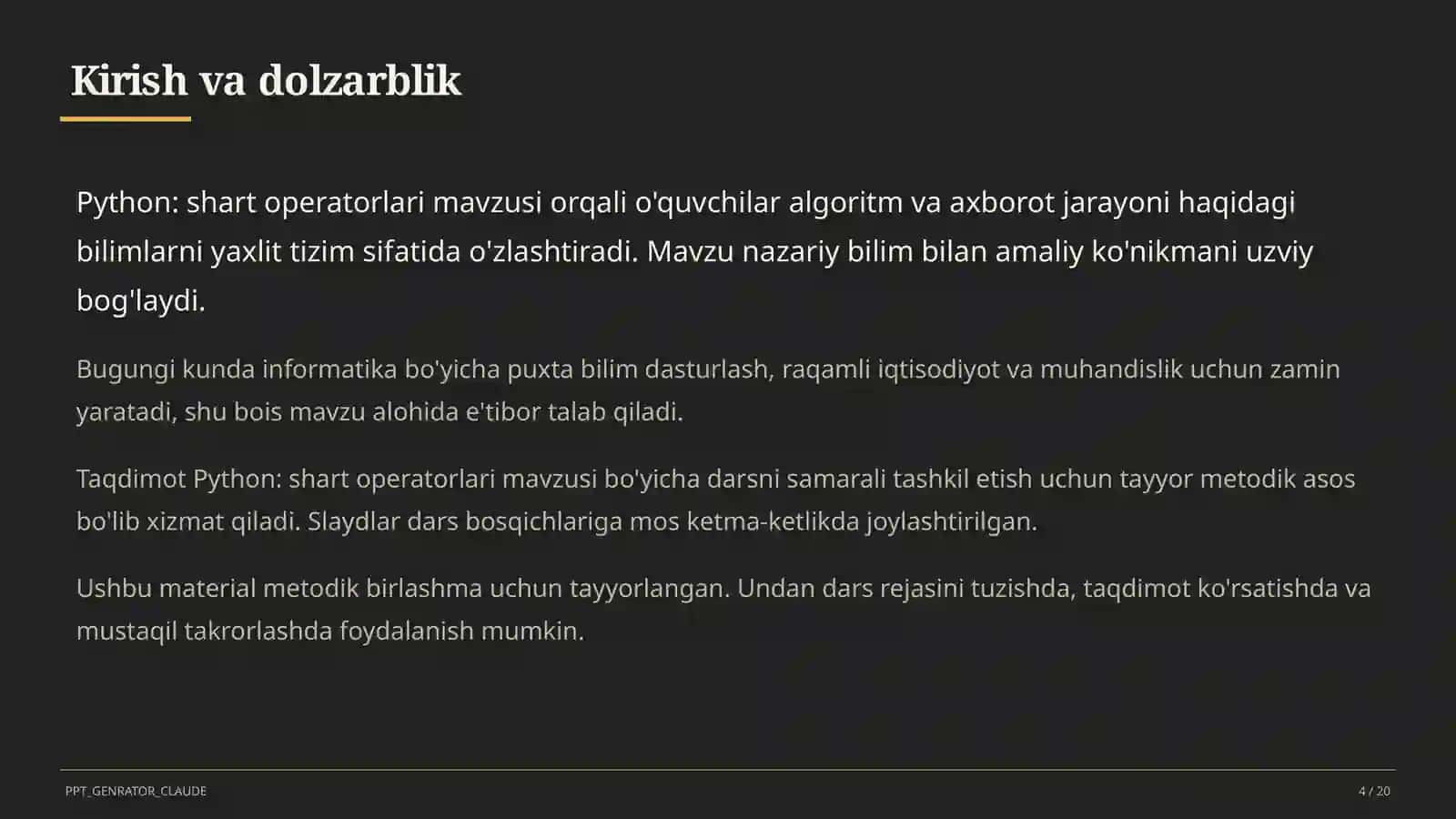 Python: shart operatorlari (8-sinf) 4