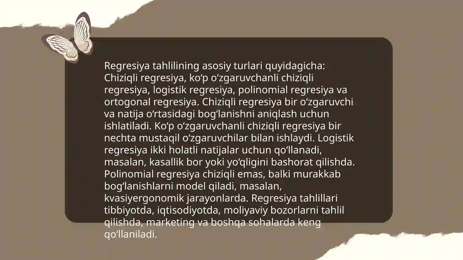 Tibbiy-biologik masalalarni yechishda matematik statistika elementlaridan foydalanishkorrelatsion bog‘lanishlar va regressiya tenglamasi 4