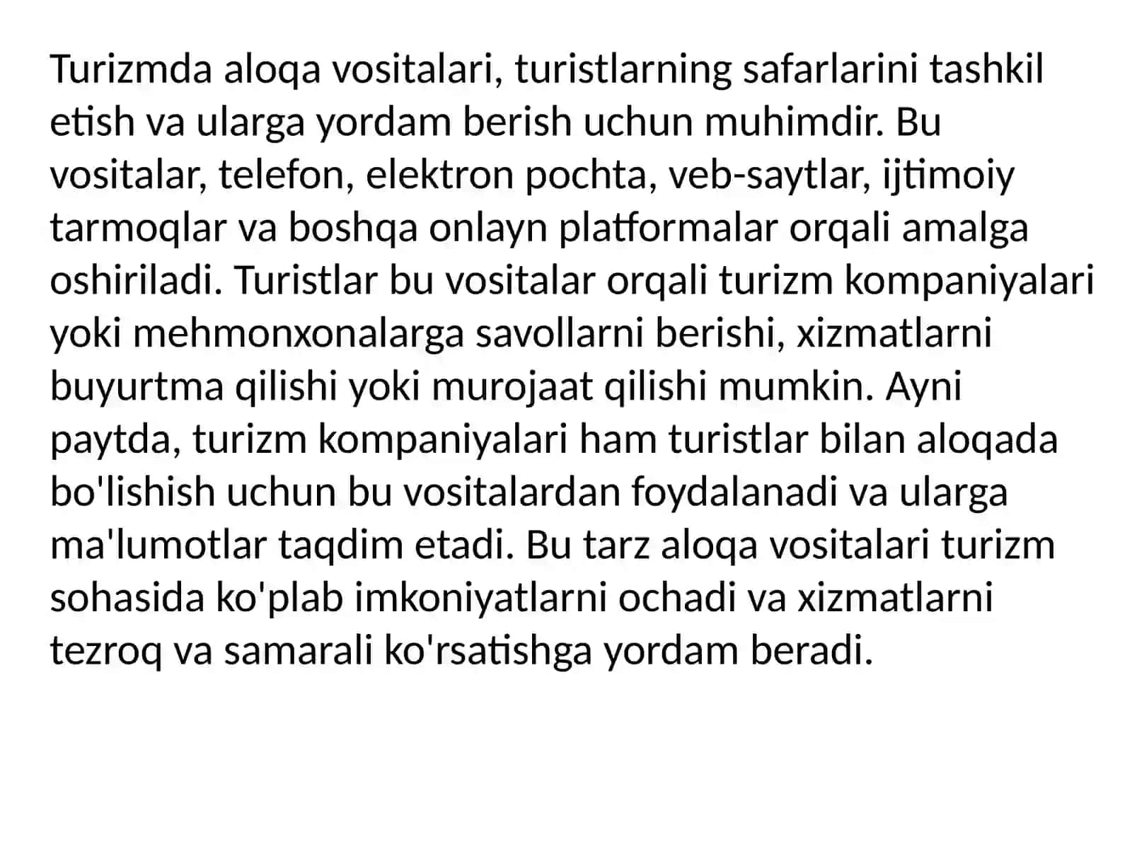 Turizmda aloqa vositalari 4