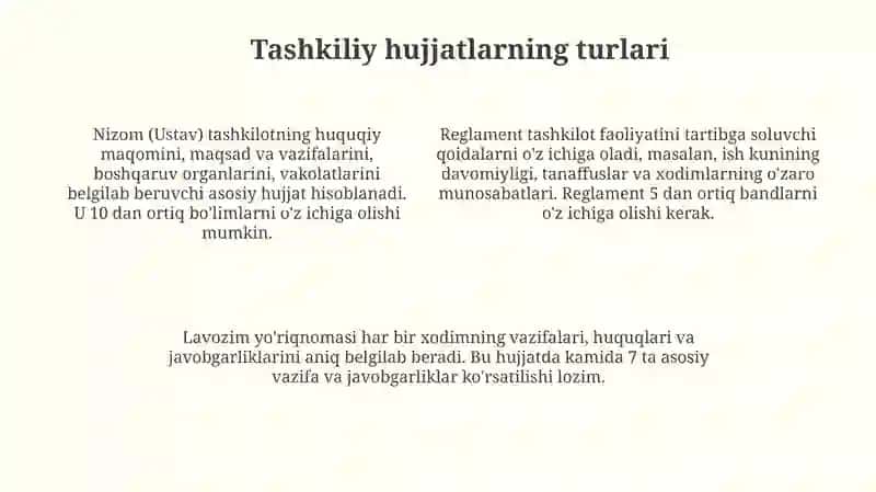 Tashkiliy hujjatlarning vazifasi 4