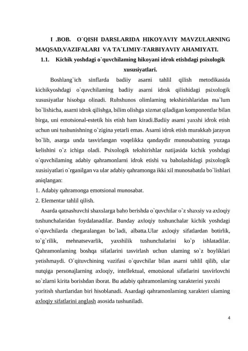 Hikoya o`qitish metodikasi 4