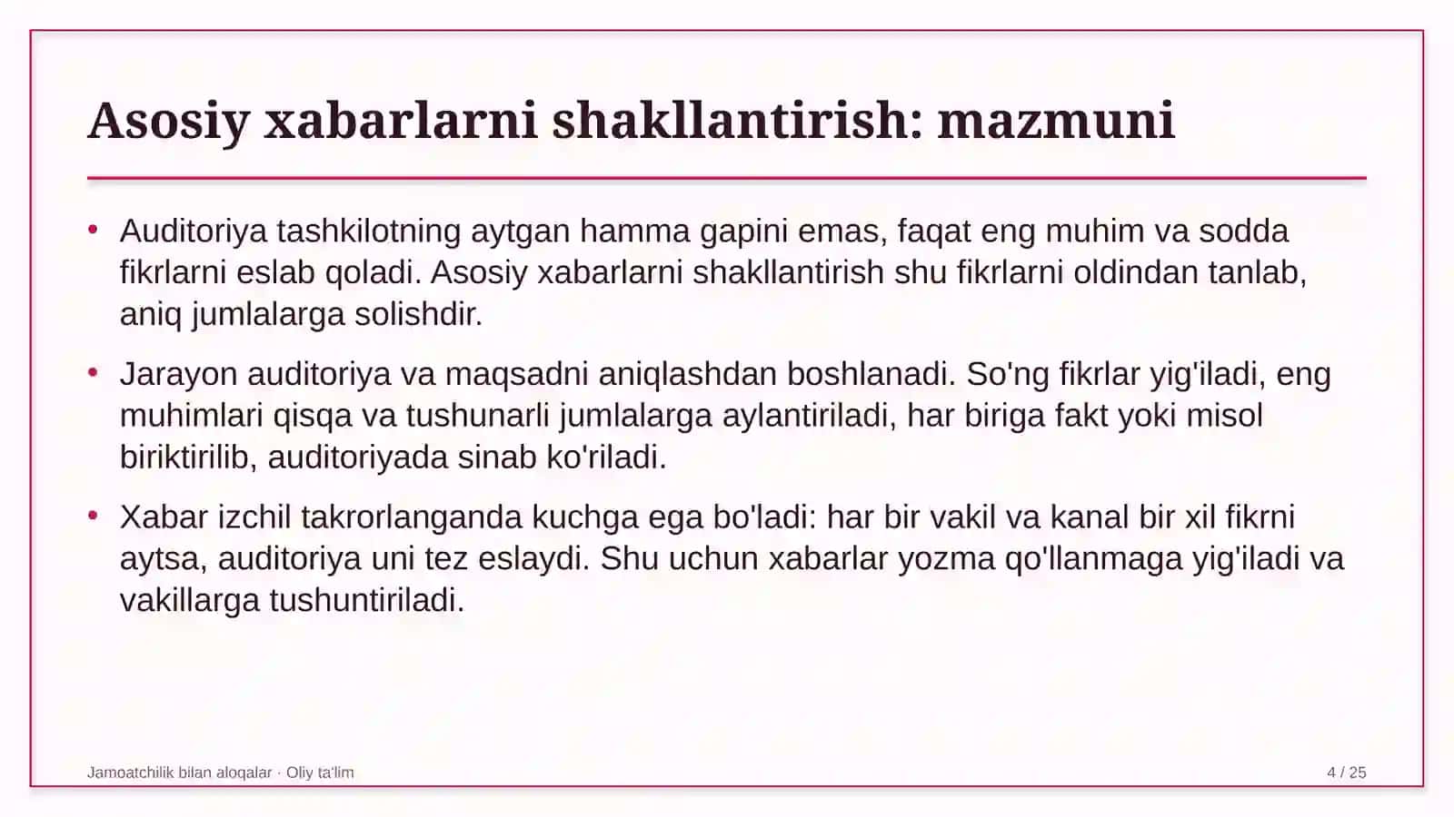 Yangiliklar saytlarida asosiy xabarlarni shakllantirish 4