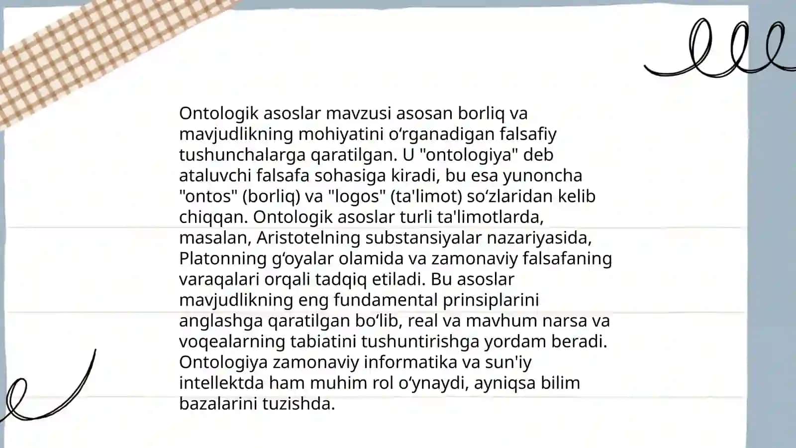 Borliq falsafasi Ontolgiya 4