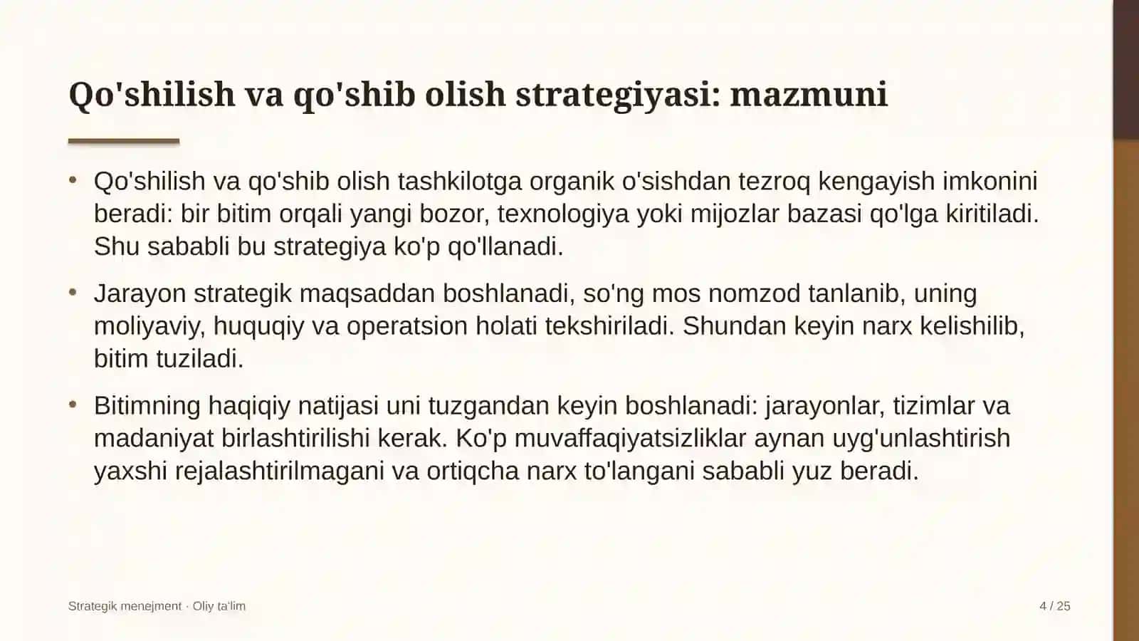 ulgurji bozorlarda qo'shilish va qo'shib olish strategiyasini amalga oshirish 7136 4