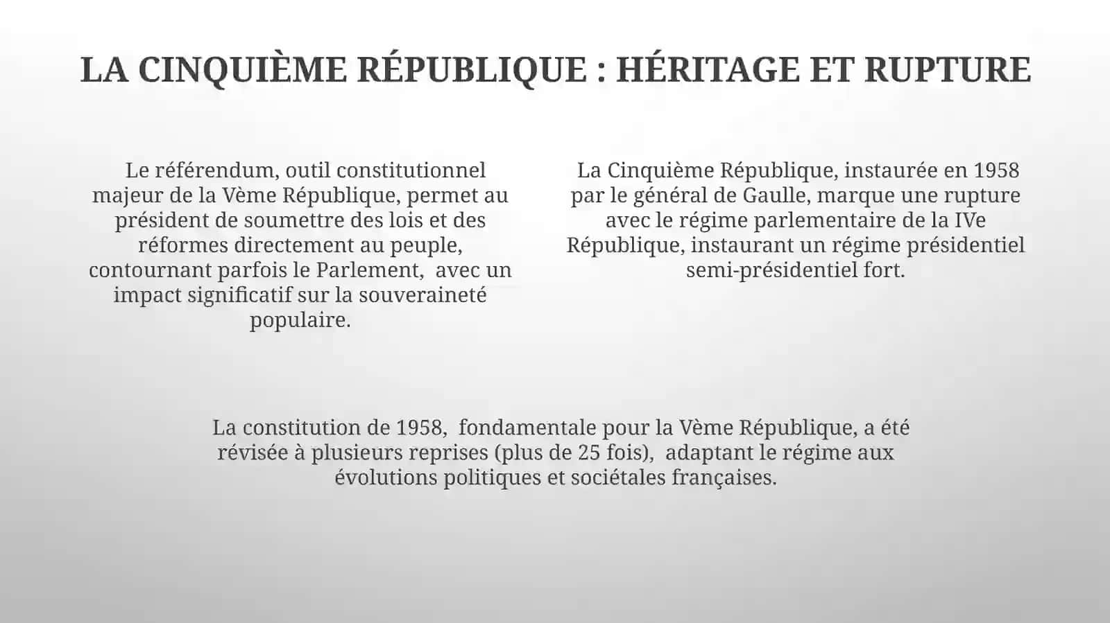La Restauration et la monarchie de Juillet 14. La France et la V République 4